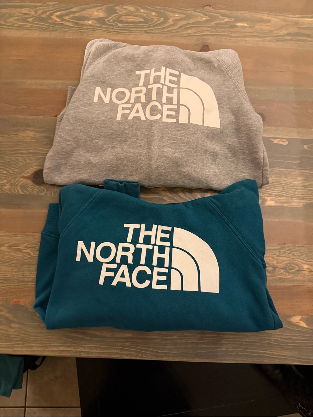 Two The North Face Women’s Sweatshirts hoodies - Gray & Teal with White Logo XS